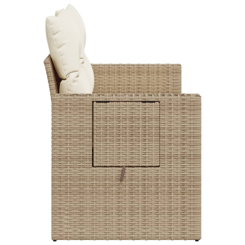 vidaXL Sofa ogrodowa z poduszkami, 2-osobowa, beż, polirattan