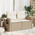 vidaXL Sofa ogrodowa z poduszkami, 2-osobowa, beż, polirattan