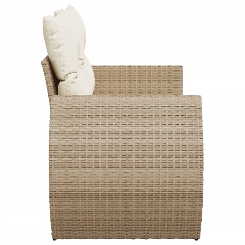 vidaXL Sofa ogrodowa z poduszkami, 2-osobowa, beż, polirattan