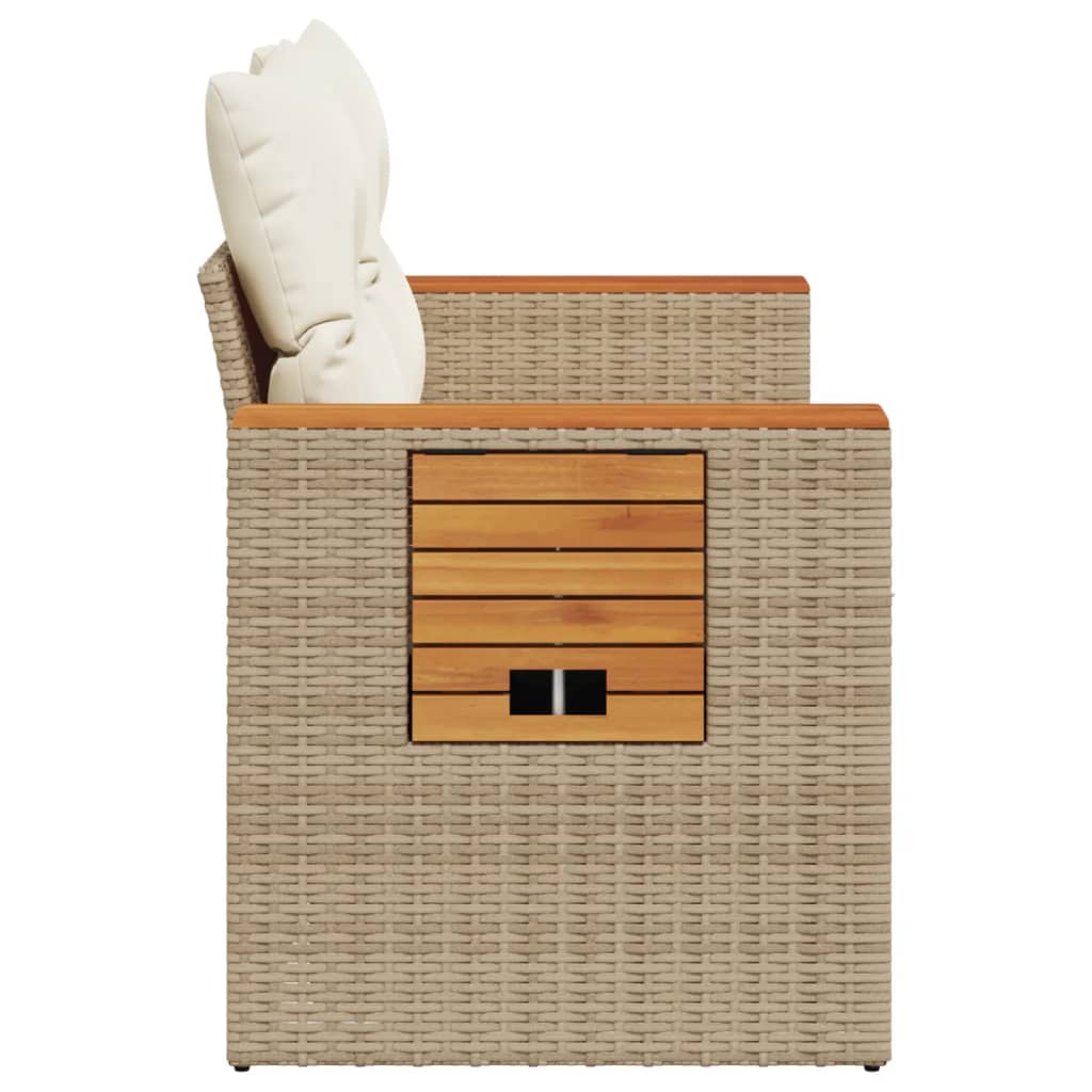 vidaXL Sofa ogrodowa z poduszkami, 2-osobowa, beżowa, polirattan