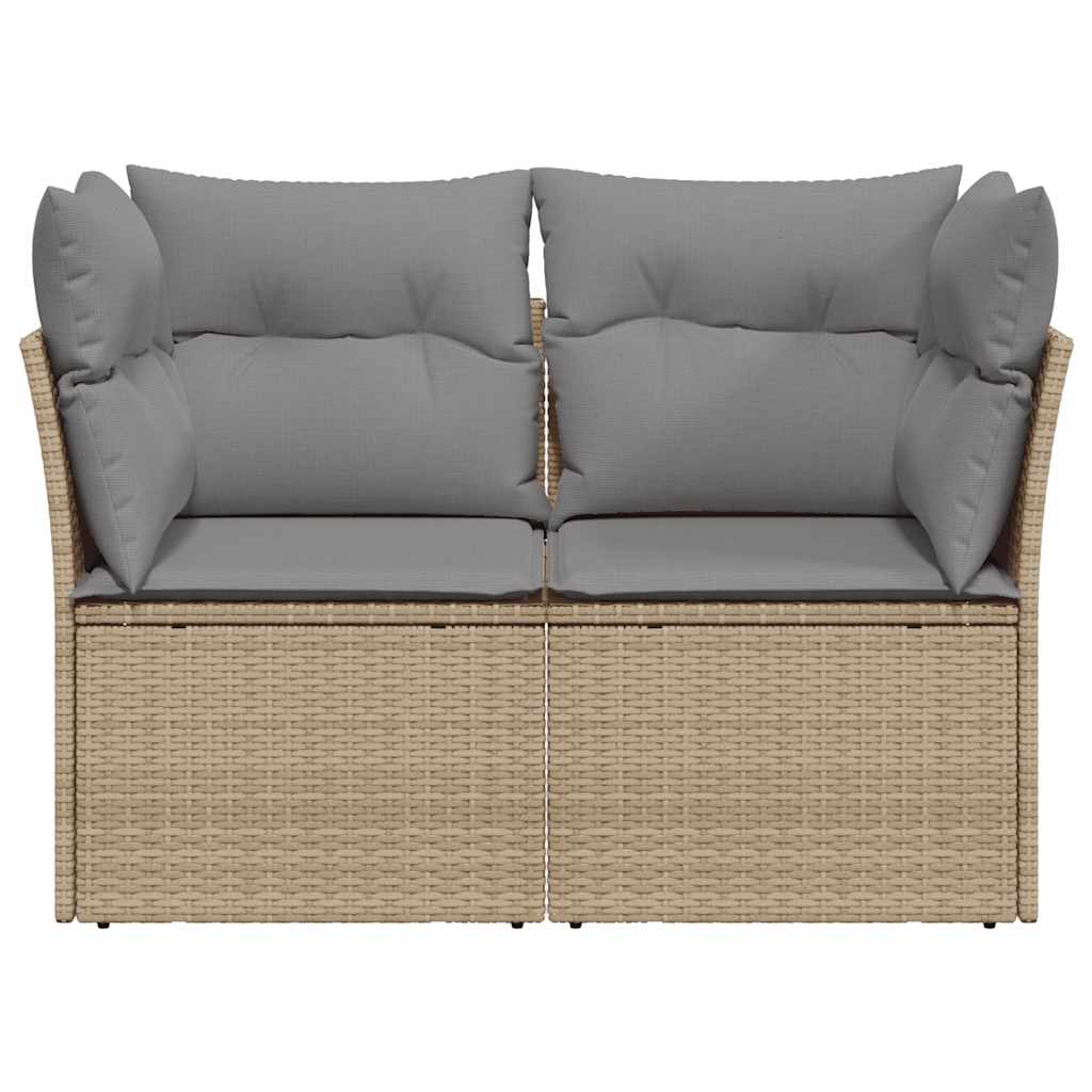vidaXL Sofa ogrodowa z poduszkami, 2-osobowa, beż, polirattan