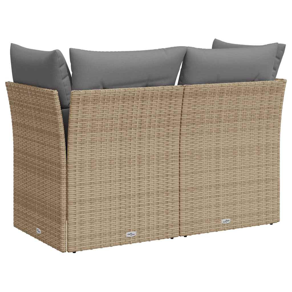 vidaXL Sofa ogrodowa z poduszkami, 2-osobowa, beż, polirattan