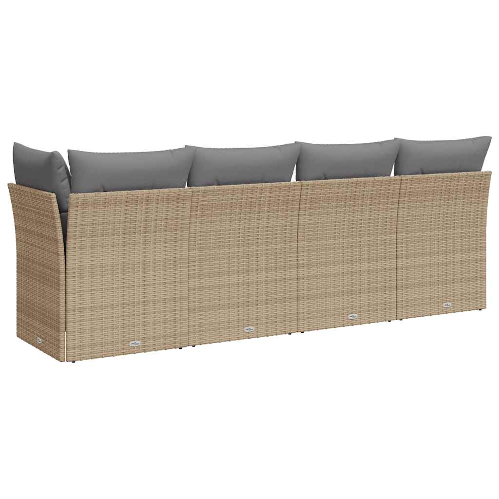 vidaXL Sofa ogrodowa z poduszkami, 4-osobowa, beż, polirattan