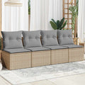 vidaXL Sofa ogrodowa z poduszkami, 4-osobowa, beż, polirattan