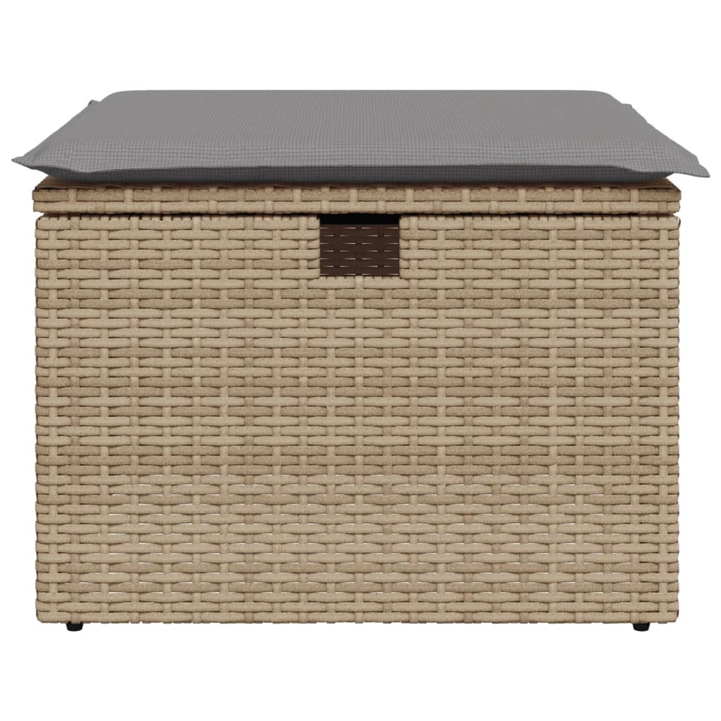 vidaXL Stołek ogrodowy z poduszką, beżowy, 55x55x37 cm, polirattan