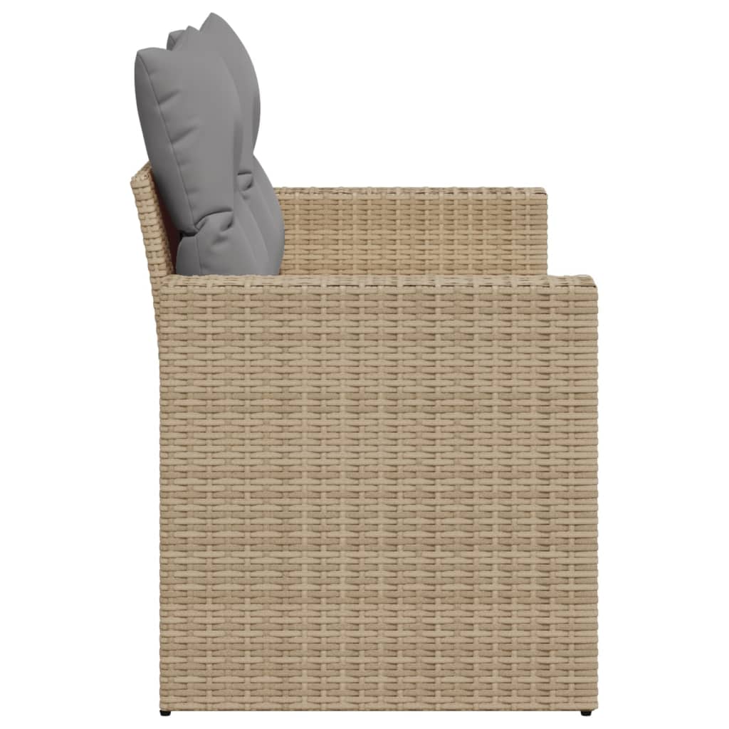 vidaXL Sofa ogrodowa z poduszkami, 2-osobowa, beż, polirattan