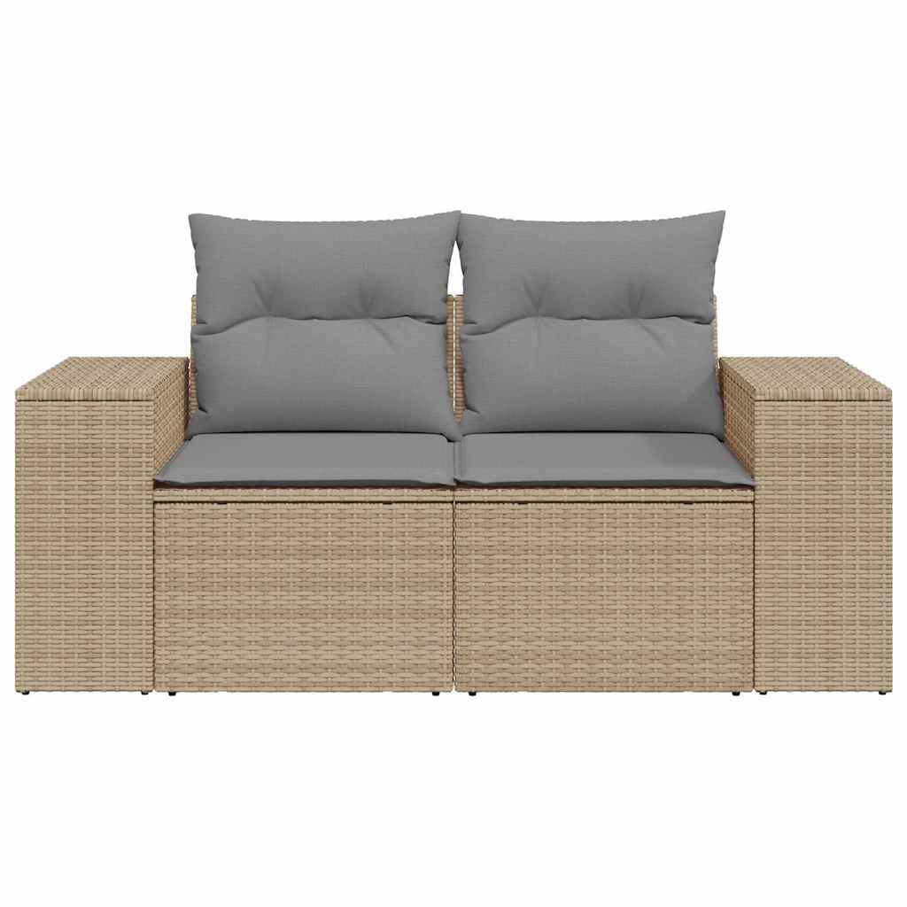 vidaXL Sofa ogrodowa z poduszkami, 2-osobowa, beż, polirattan