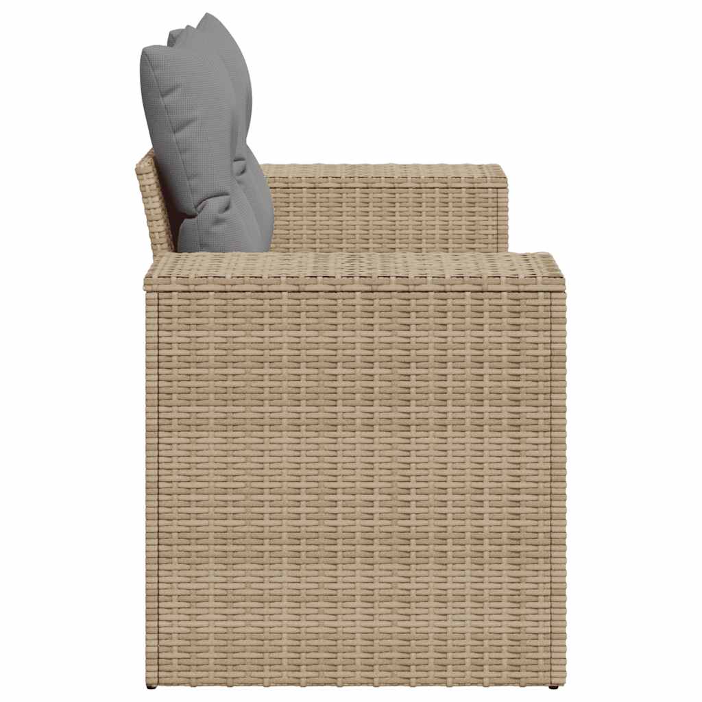 vidaXL Sofa ogrodowa z poduszkami, 2-osobowa, beż, polirattan