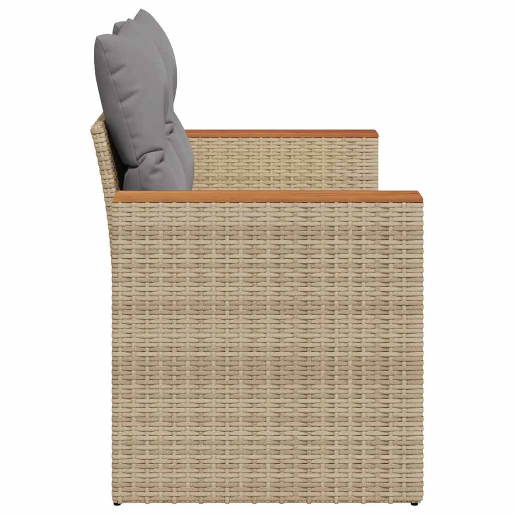 vidaXL Sofa ogrodowa z poduszkami, 2-osobowa, beż, polirattan