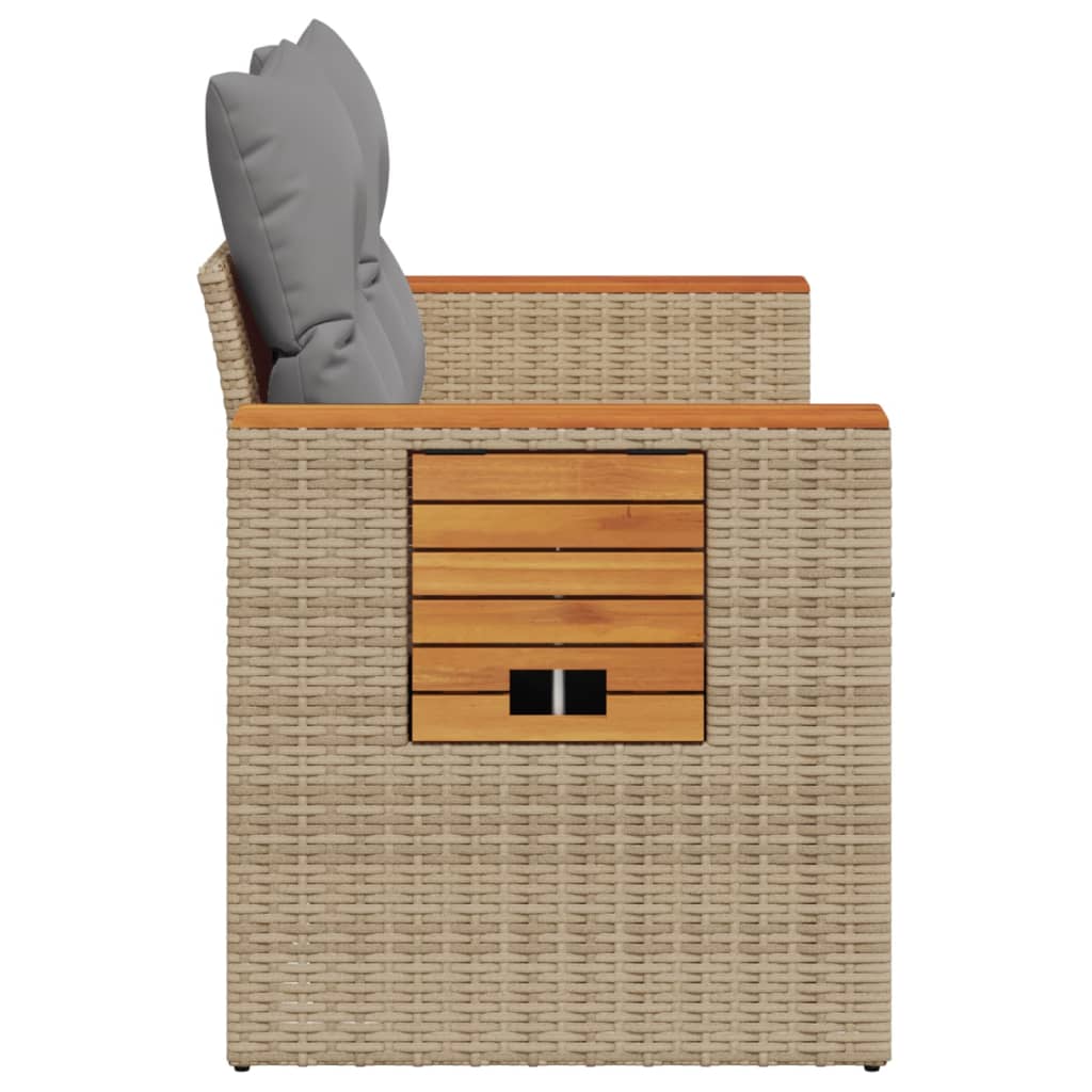 vidaXL Sofa ogrodowa z poduszkami, 2-osobowa, beż, polirattan