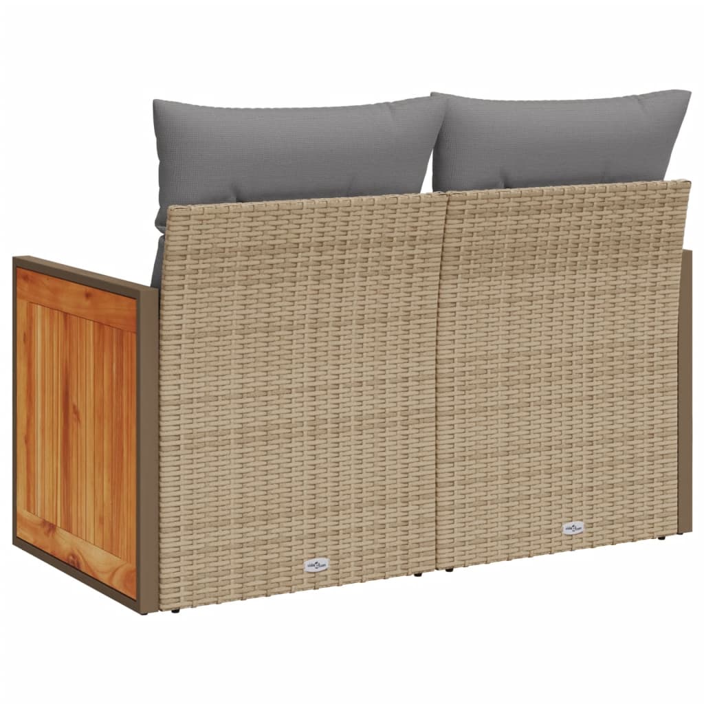 vidaXL Sofa ogrodowa z poduszkami, 2-osobowa, beż, polirattan