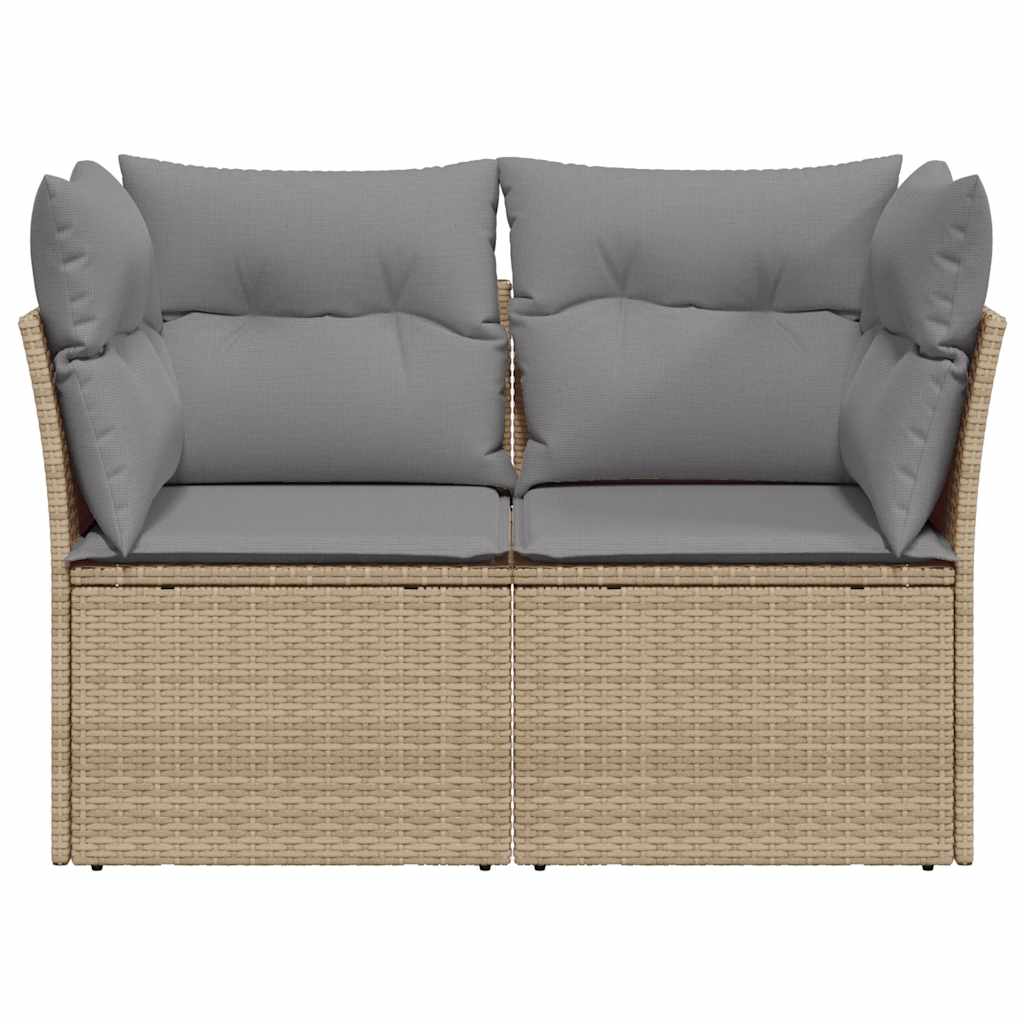 vidaXL Sofa ogrodowa z poduszkami, 2-osobowa, beżowa, polirattan