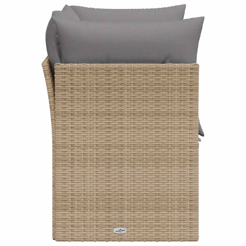 vidaXL Sofa ogrodowa z poduszkami, 2-osobowa, beżowa, polirattan