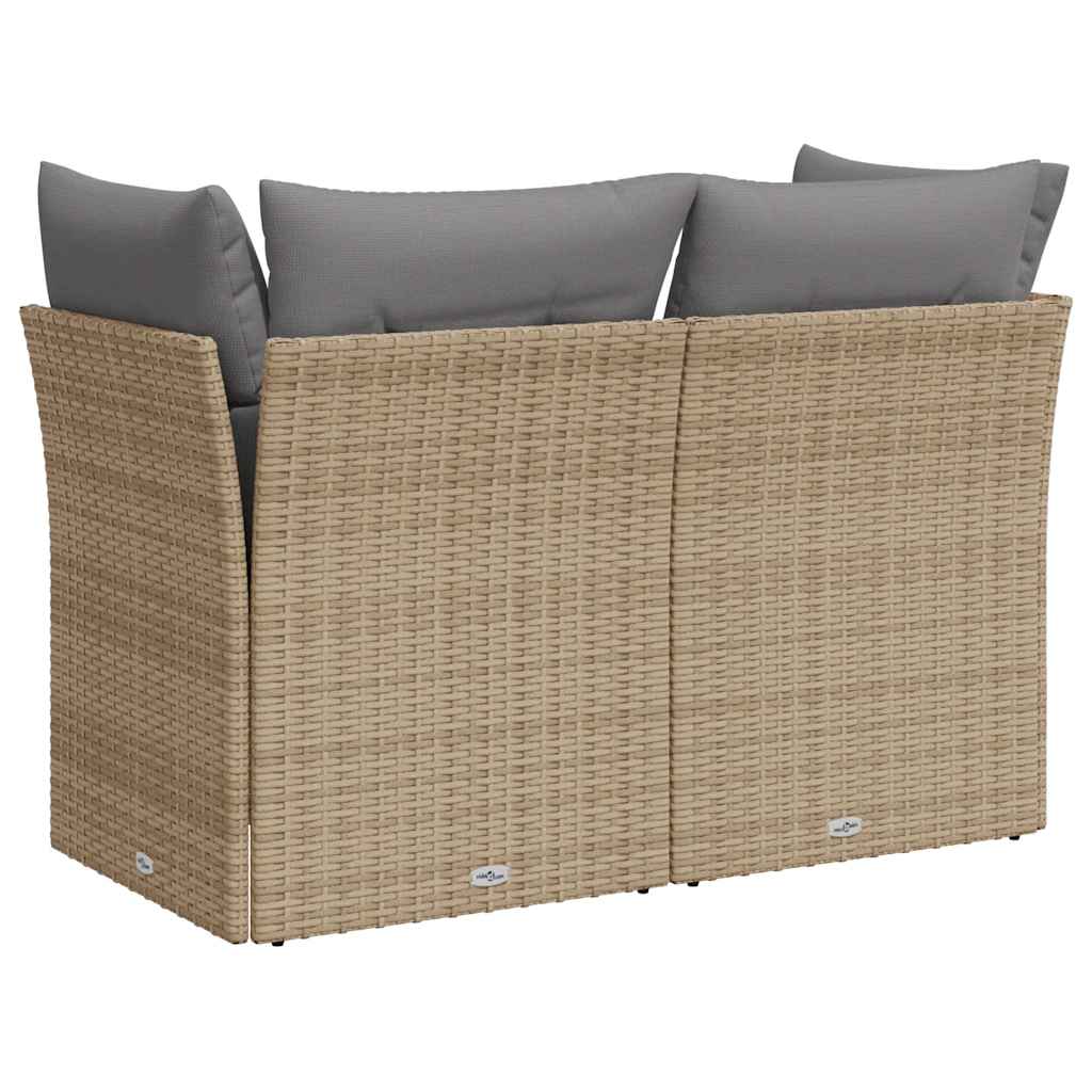 vidaXL Sofa ogrodowa z poduszkami, 2-osobowa, beżowa, polirattan