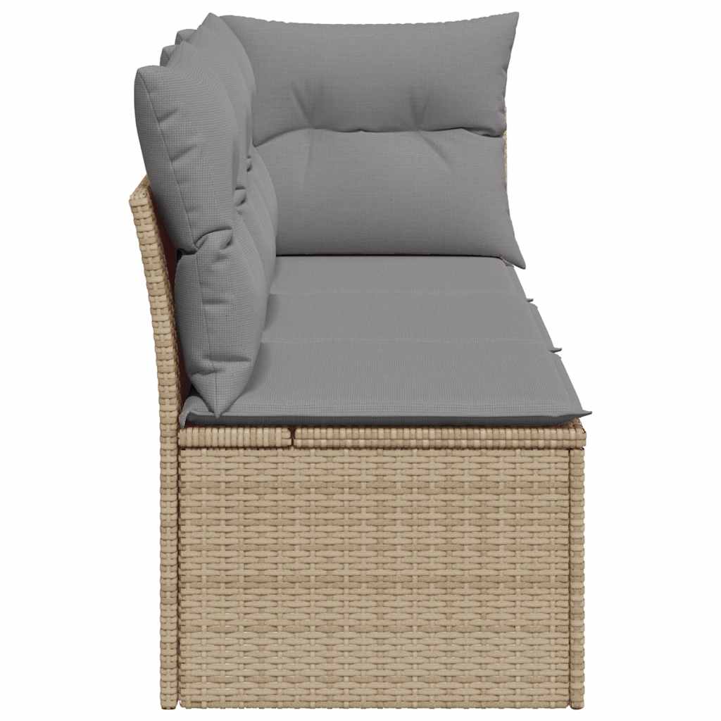 vidaXL Sofa ogrodowa z poduszkami, 3-osobowa, beż, polirattan