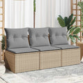 vidaXL Sofa ogrodowa z poduszkami, 3-osobowa, beż, polirattan