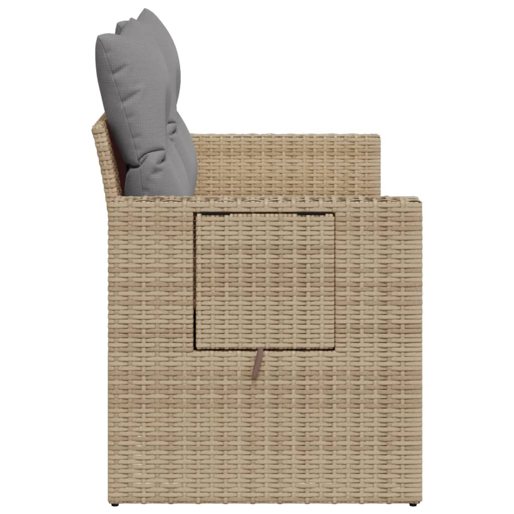vidaXL Sofa ogrodowa z poduszkami, 2-osobowa, beż, polirattan