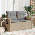 vidaXL Sofa ogrodowa z poduszkami, 2-osobowa, beż, polirattan