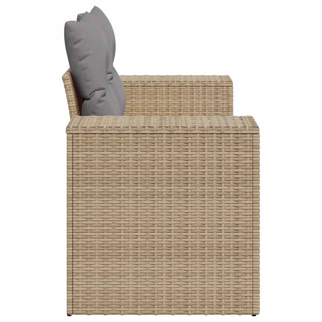 vidaXL Sofa ogrodowa z poduszkami, 2-osobowa, beż, polirattan