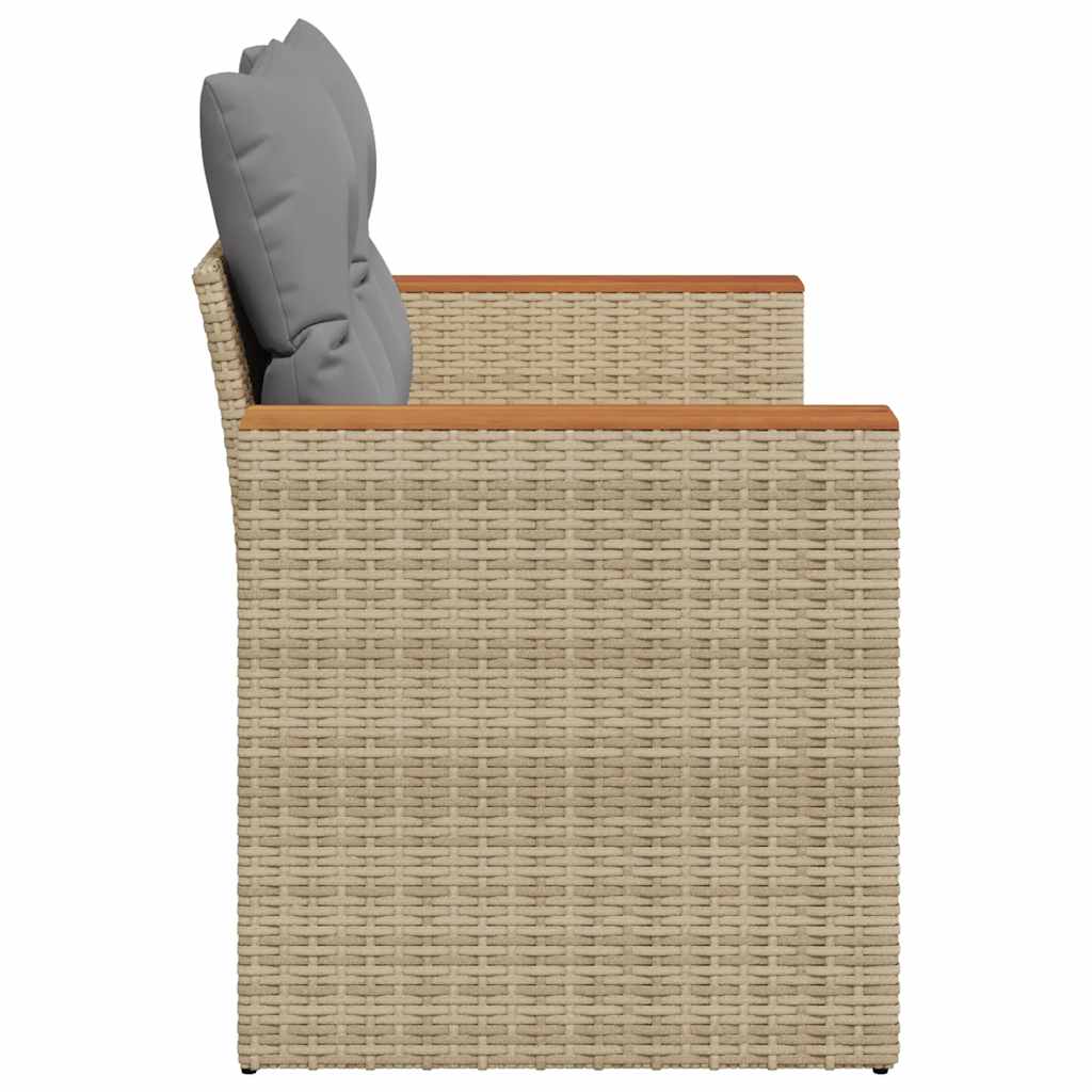 vidaXL Sofa ogrodowa z poduszkami, 2-osobowa, beż, polirattan