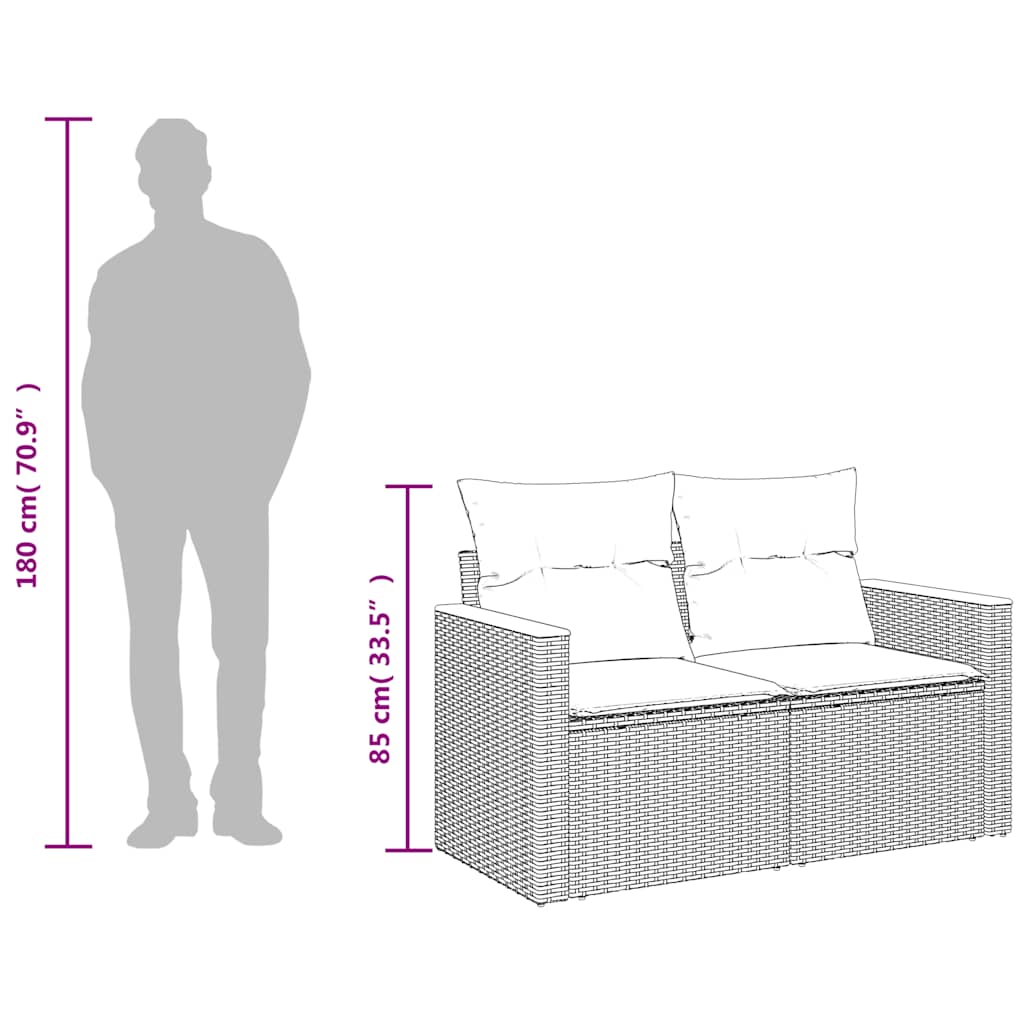 vidaXL Sofa ogrodowa z poduszkami, 2-osobowa, beż, polirattan