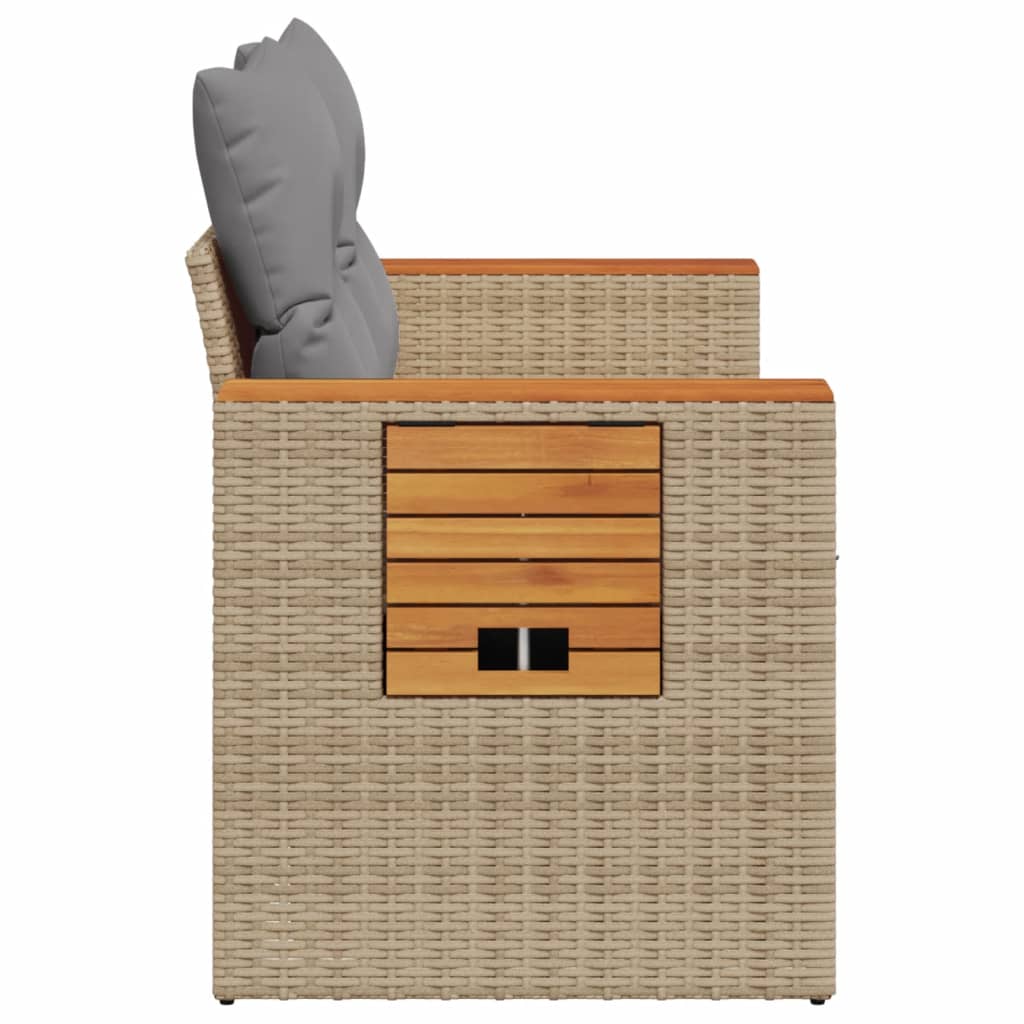 vidaXL Sofa ogrodowa z poduszkami, 2-osobowa, beż, polirattan