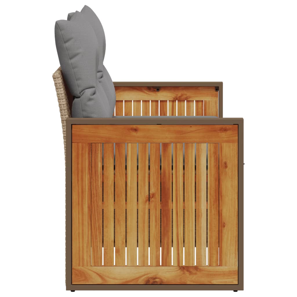 vidaXL Sofa ogrodowa z poduszkami, 2-osobowa, beż, polirattan