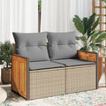 vidaXL Sofa ogrodowa z poduszkami, 2-osobowa, beż, polirattan