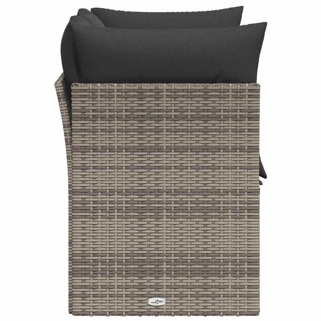 vidaXL Sofa ogrodowa z poduszkami, 2-osobowa, szara, polirattan