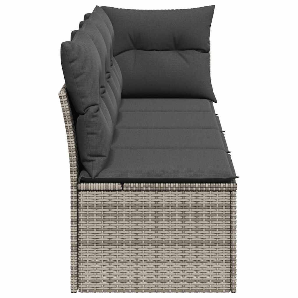 vidaXL Sofa ogrodowa z poduszkami, 4-osobowa, szara, polirattan
