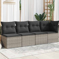 vidaXL Sofa ogrodowa z poduszkami, 4-osobowa, szara, polirattan