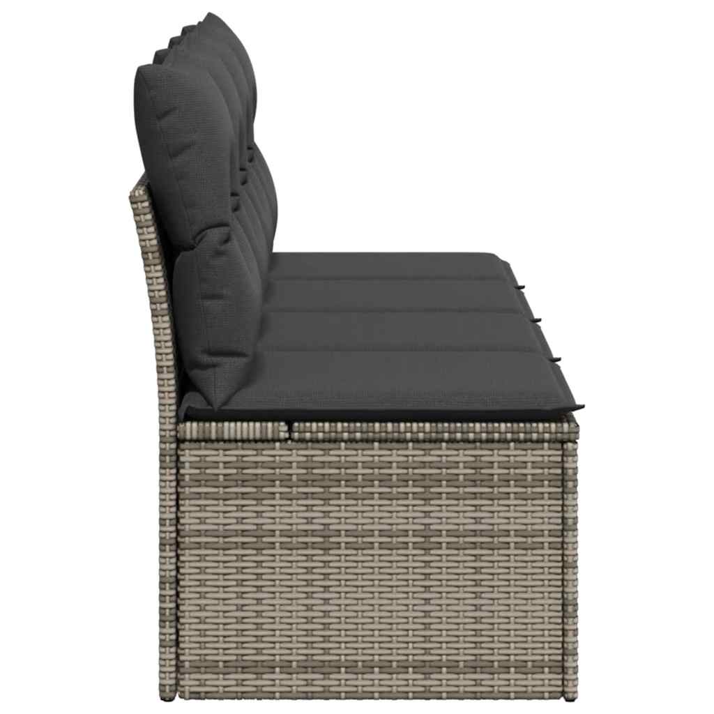 vidaXL Sofa ogrodowa z poduszkami, 4-osobowa, szara, polirattan