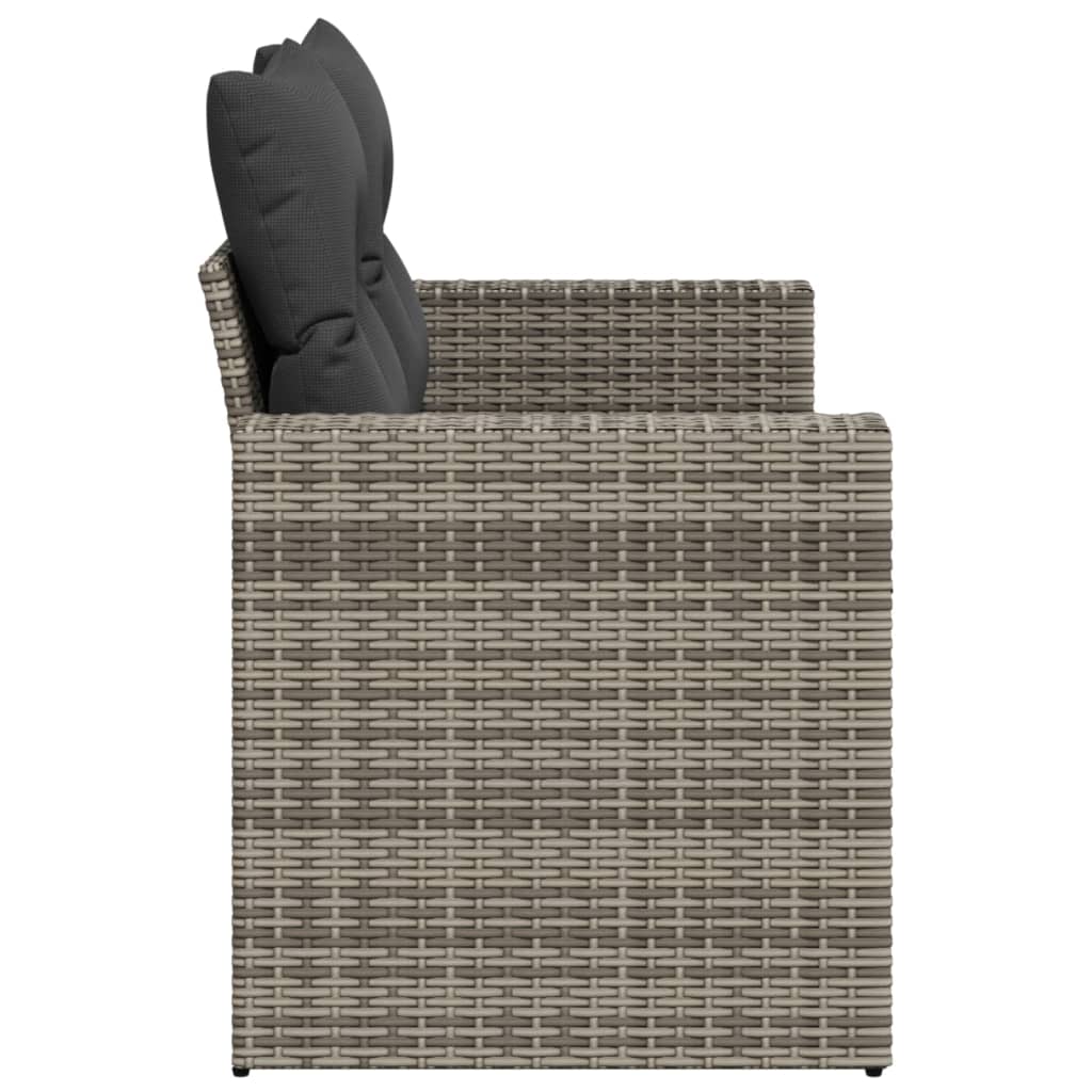 vidaXL Sofa ogrodowa z poduszkami, 2-osobowa, szara, polirattan