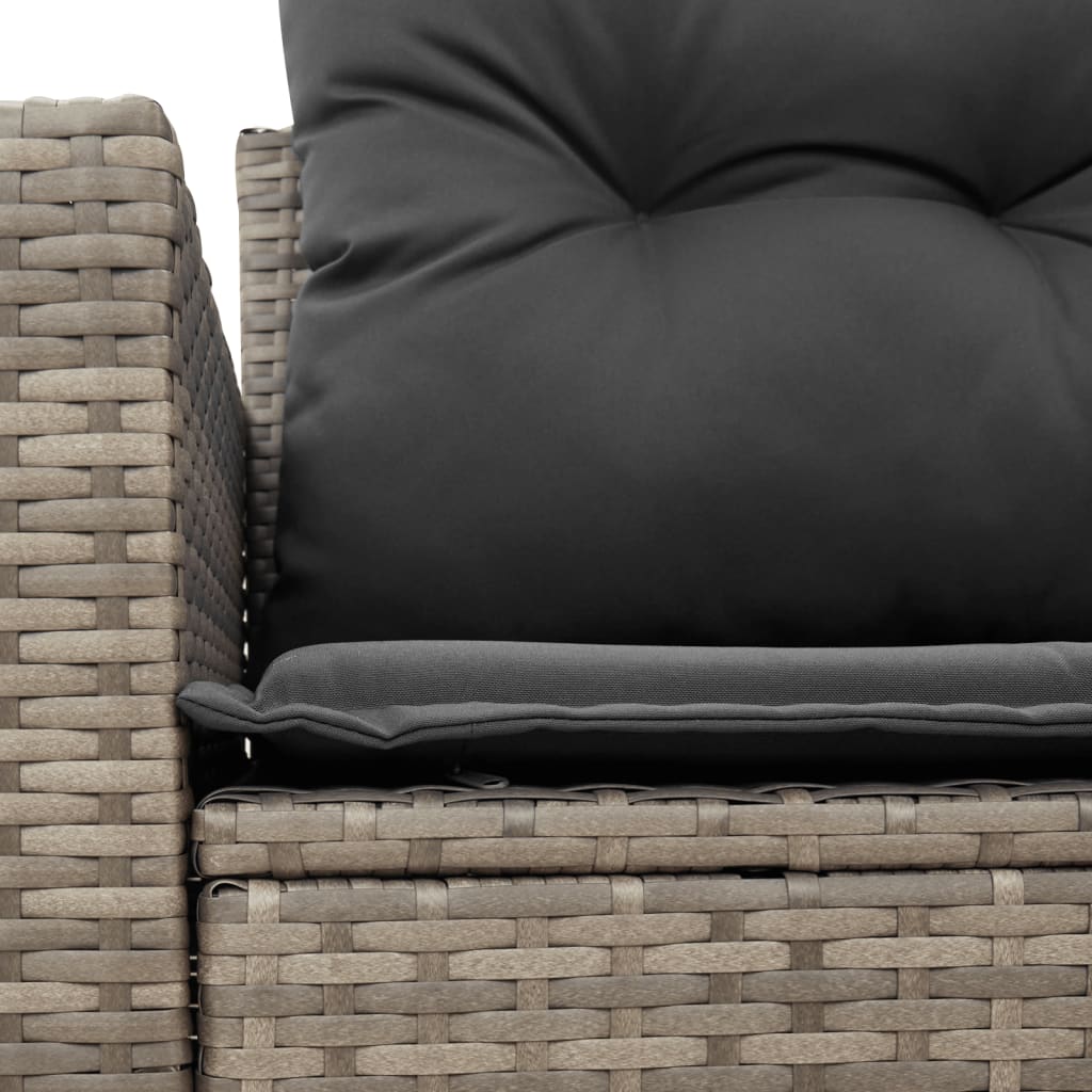 vidaXL Sofa ogrodowa z poduszkami, 2-osobowa, szara, polirattan