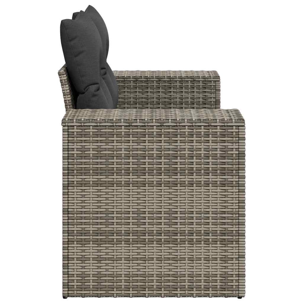 vidaXL Sofa ogrodowa z poduszkami, 2-osobowa, szara, polirattan