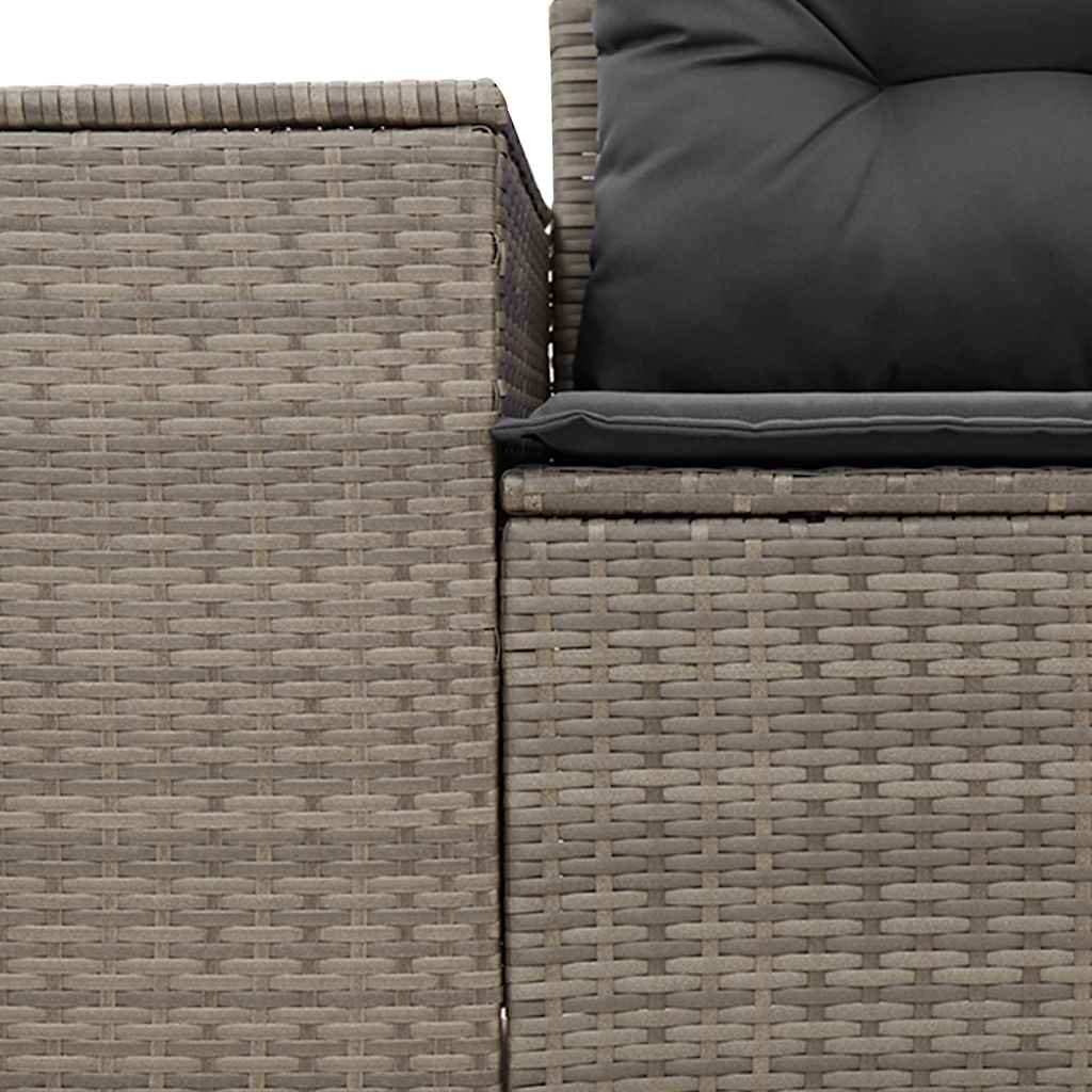 vidaXL Sofa ogrodowa z poduszkami, 2-osobowa, szara, polirattan