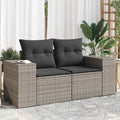 vidaXL Sofa ogrodowa z poduszkami, 2-osobowa, szara, polirattan