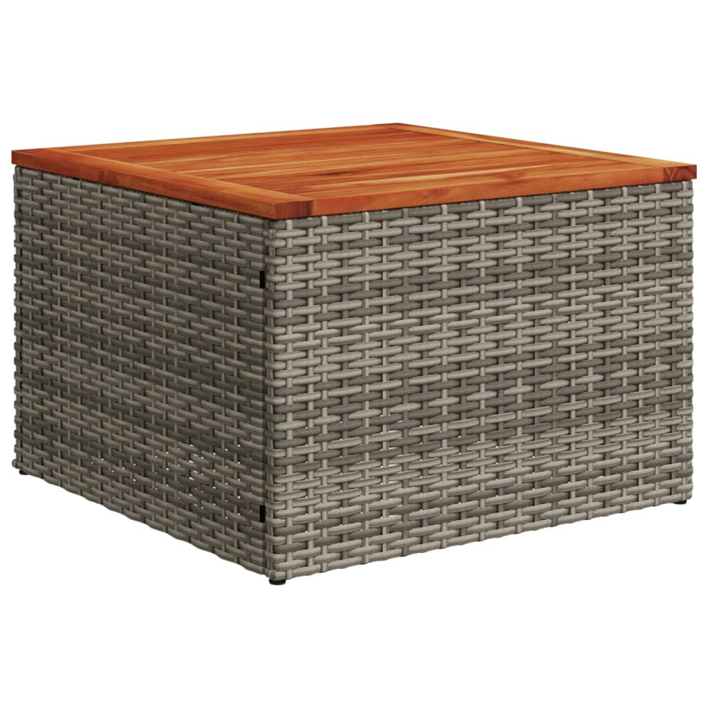 vidaXL Stół ogrodowy, szary, 55x55x37 cm, rattan PE i drewno akacjowe