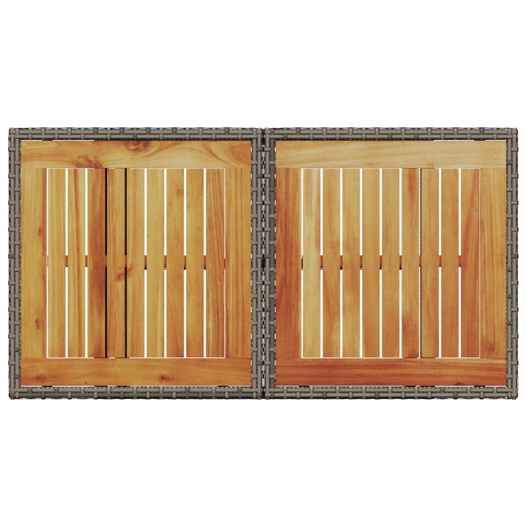 vidaXL Stół ogrodowy, szary 100x55x73 cm, polirattan i drewno akacjowe