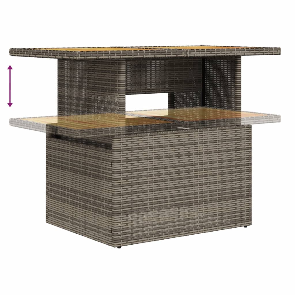 vidaXL Stół ogrodowy, szary 100x55x73 cm, polirattan i drewno akacjowe