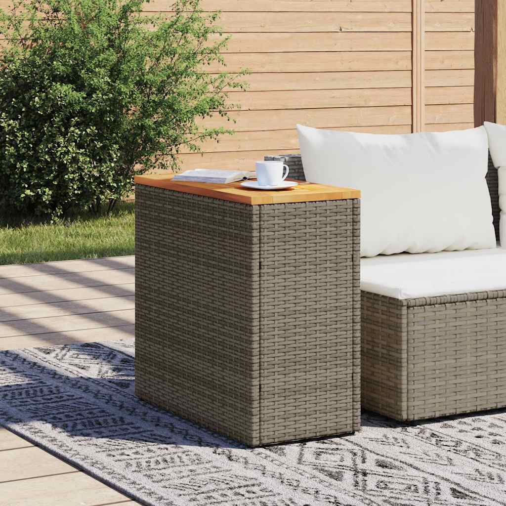 vidaXL Stolik ogrodowy z drewnianym blatem, szary, 58x27,5x55 cm