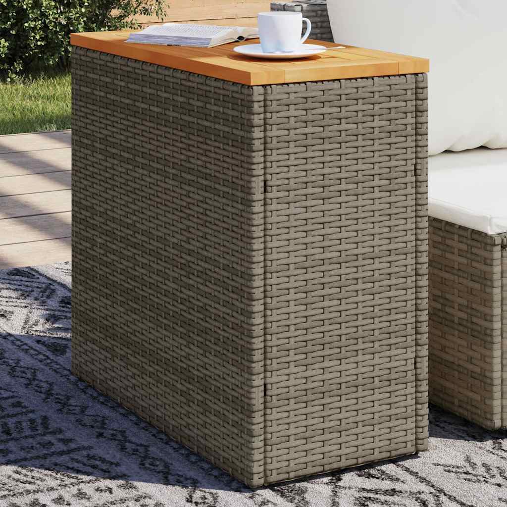 vidaXL Stolik ogrodowy z drewnianym blatem, szary, 58x27,5x55 cm