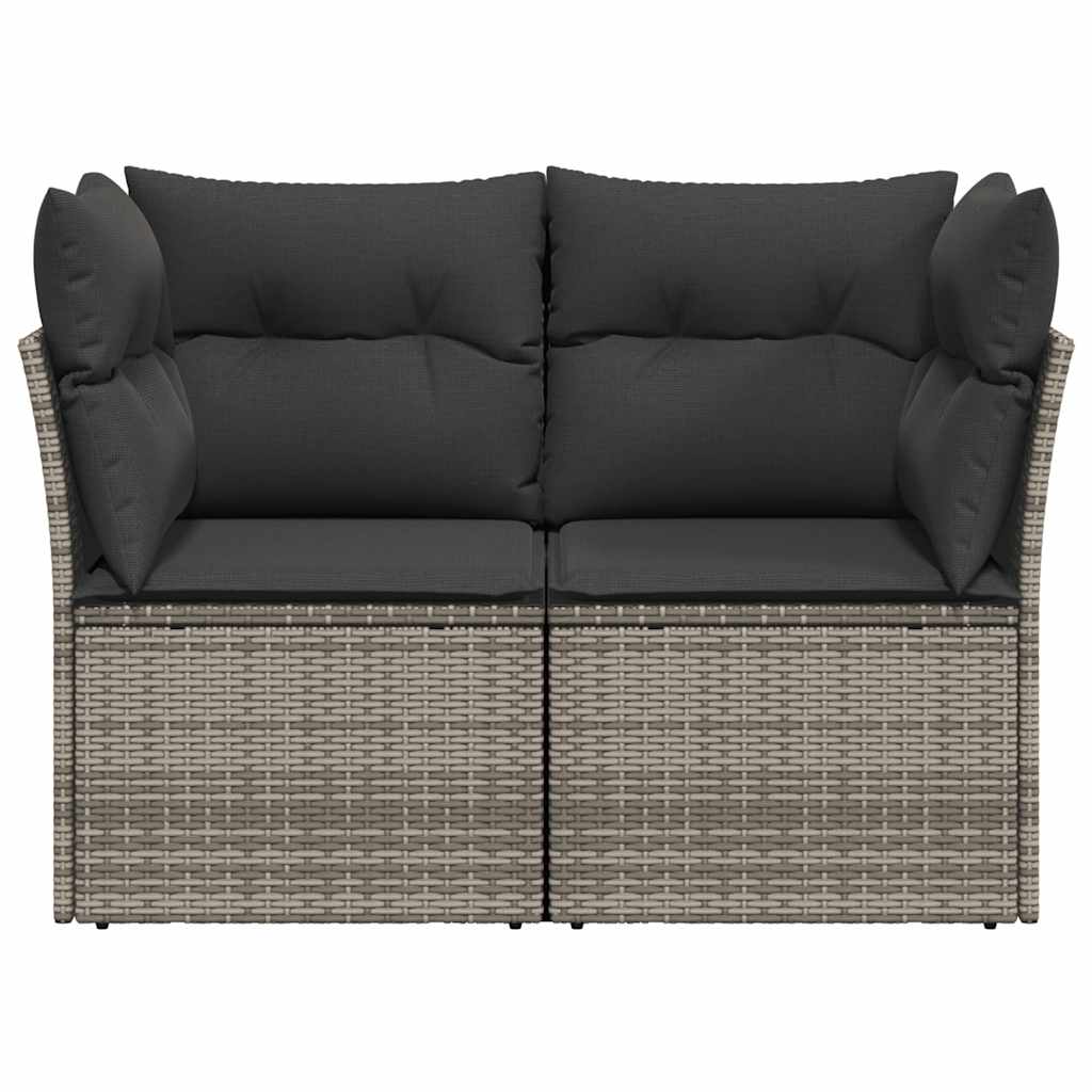 vidaXL Sofa ogrodowa z poduszkami, 2-osobowa, szara, polirattan