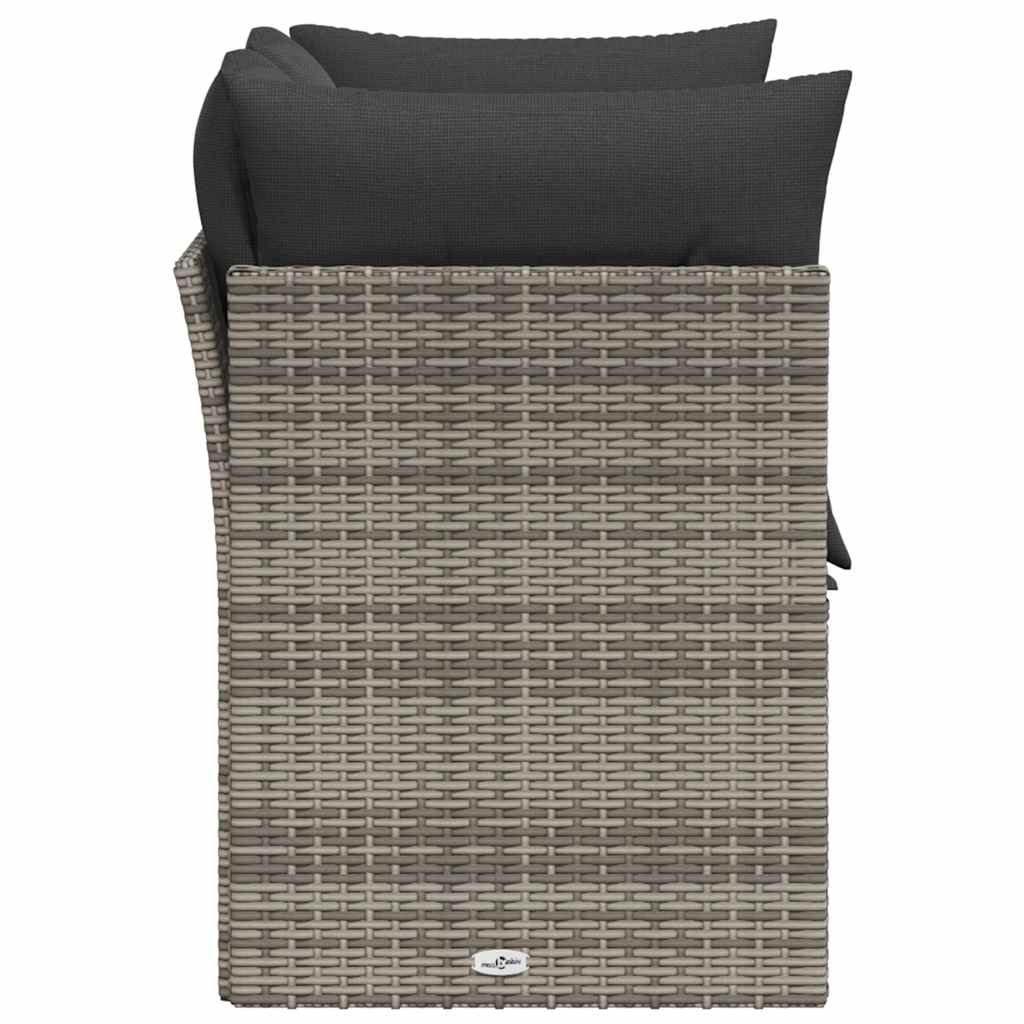 vidaXL Sofa ogrodowa z poduszkami, 2-osobowa, szara, polirattan