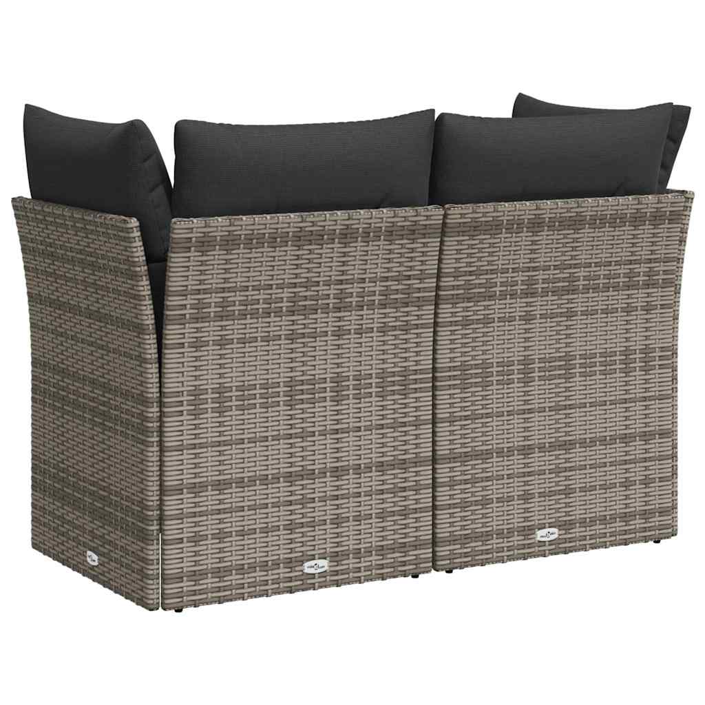 vidaXL Sofa ogrodowa z poduszkami, 2-osobowa, szara, polirattan