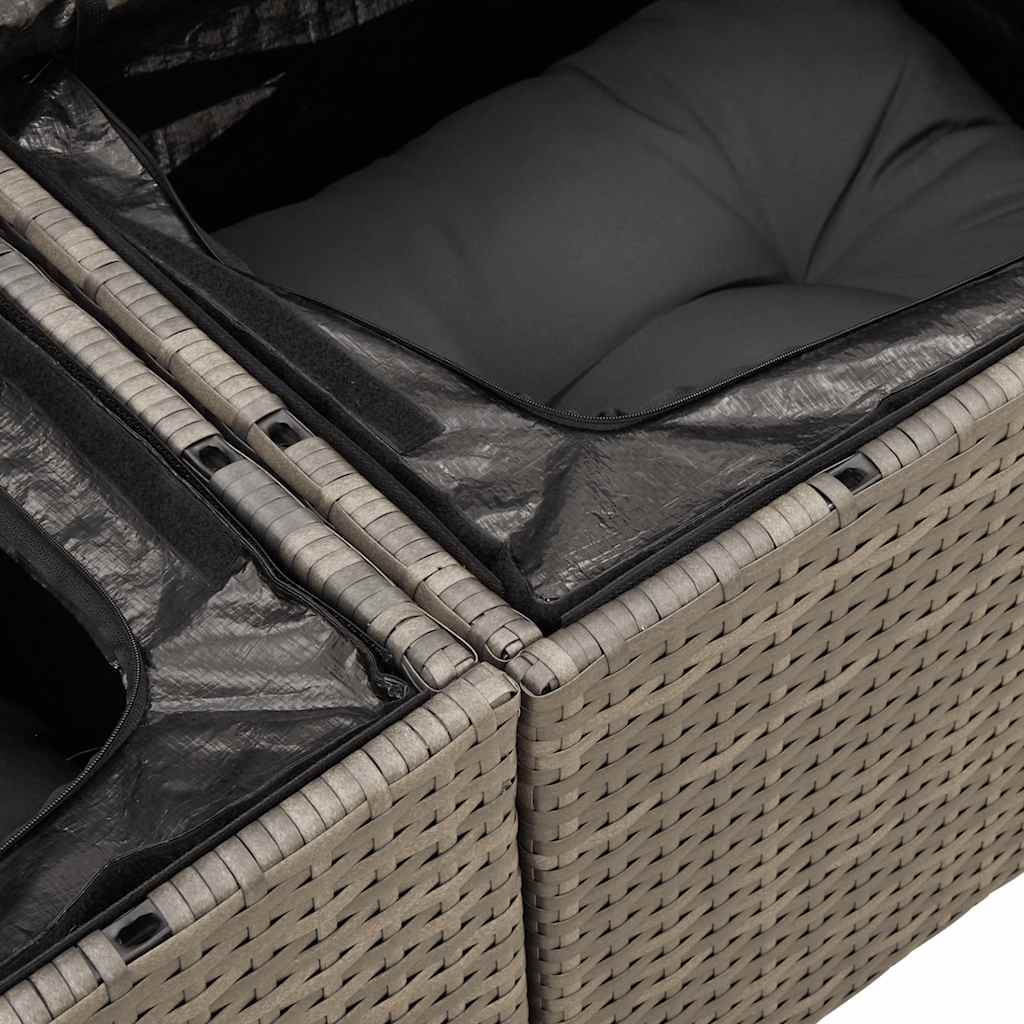 vidaXL Sofa ogrodowa z poduszkami, 2-osobowa, szara, polirattan