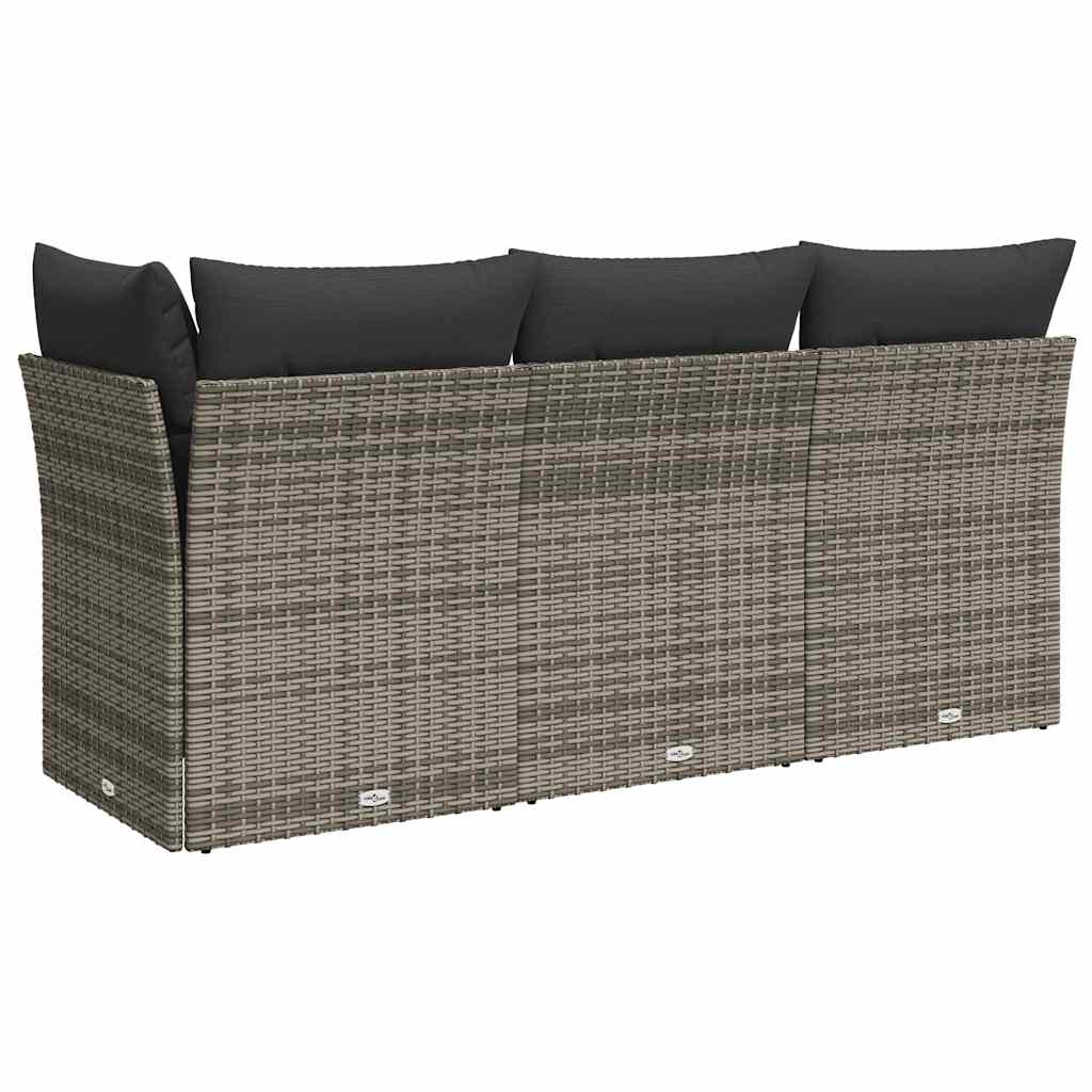 vidaXL 3-osobowa sofa ogrodowa z poduszkami, szara, polirattan