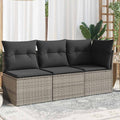 vidaXL 3-osobowa sofa ogrodowa z poduszkami, szara, polirattan