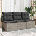 vidaXL 3-osobowa sofa ogrodowa z poduszkami, szara, polirattan