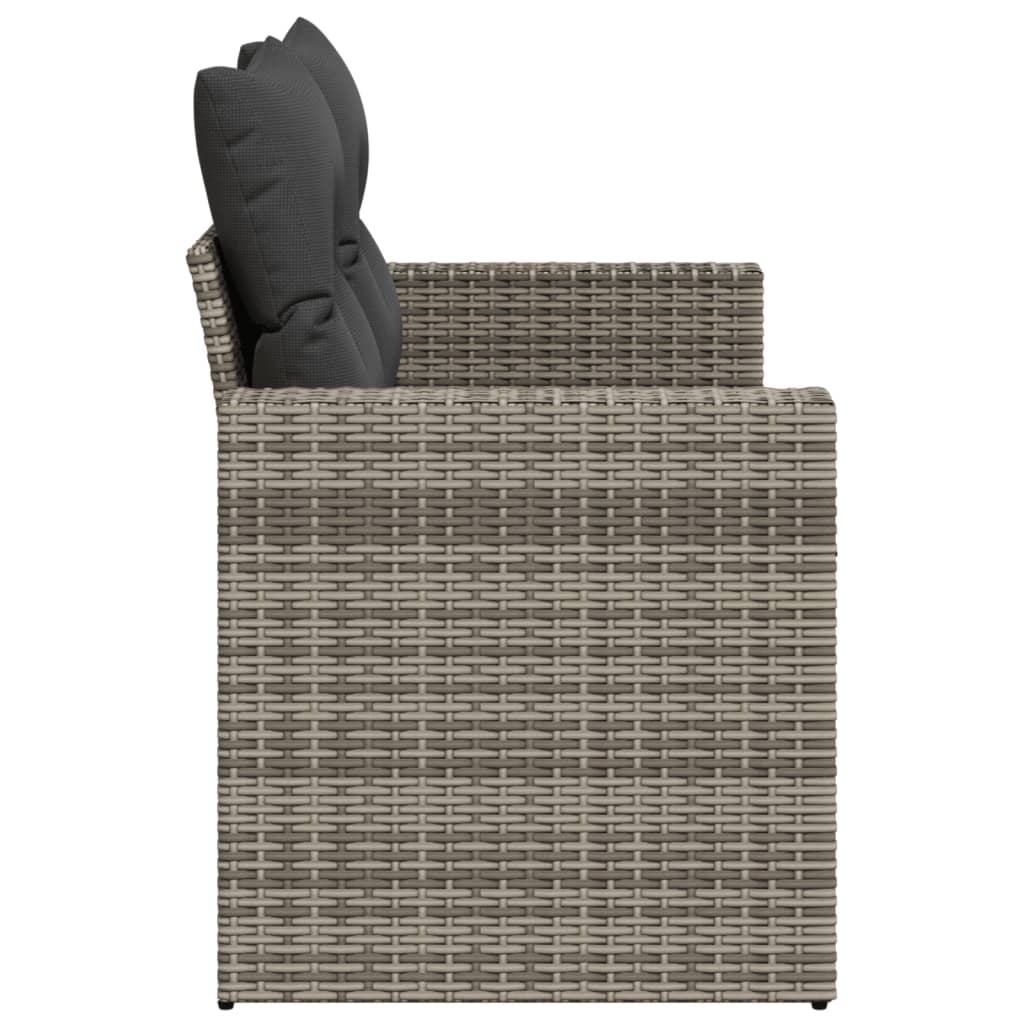 vidaXL Sofa ogrodowa z poduszkami, 2-osobowa, szara, polirattan
